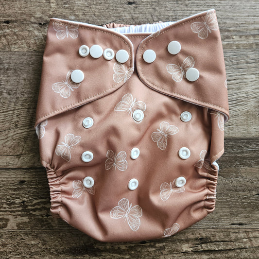White Butterflies Pocket Diaper