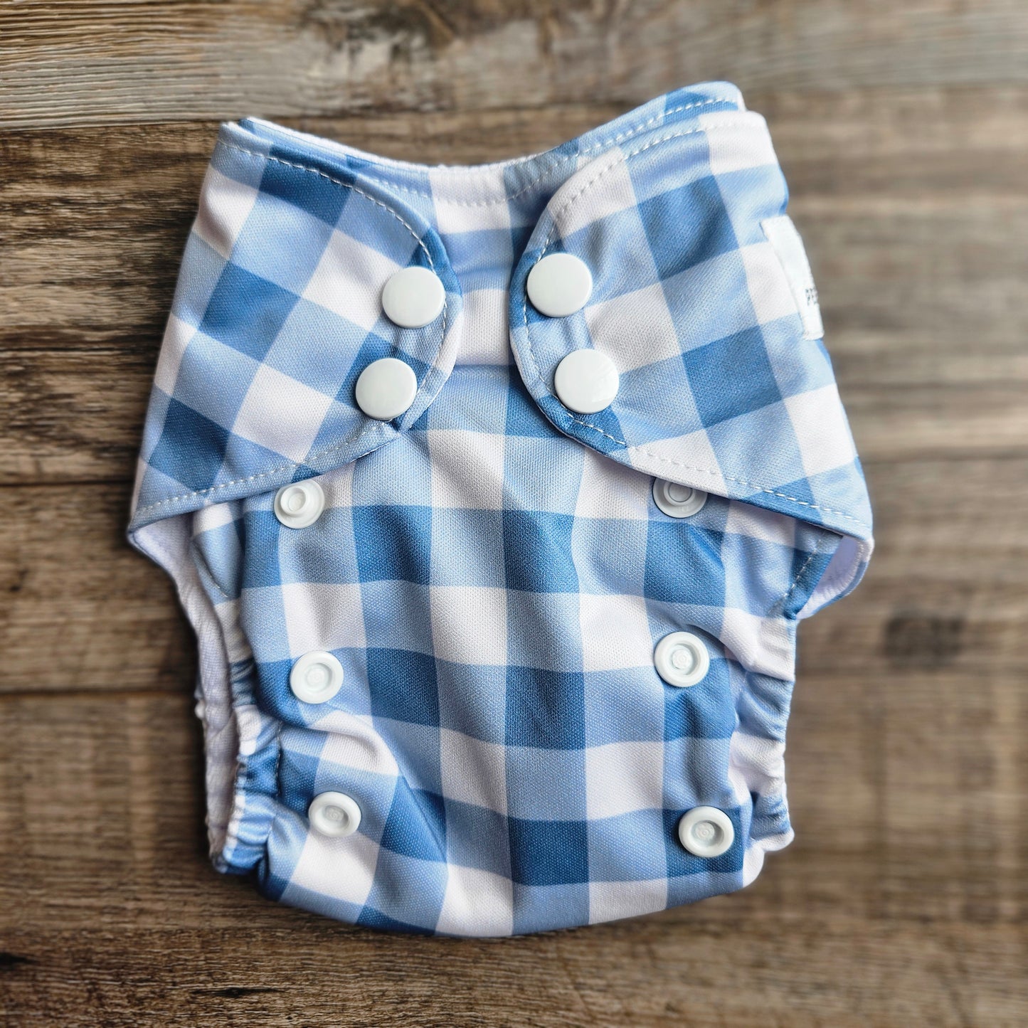 Petite Blueberry Gingham Pocket Diaper