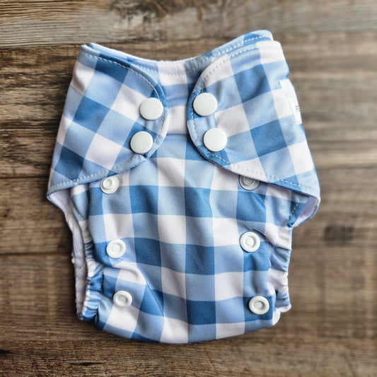 Petite Blueberry Gingham Pocket Diaper