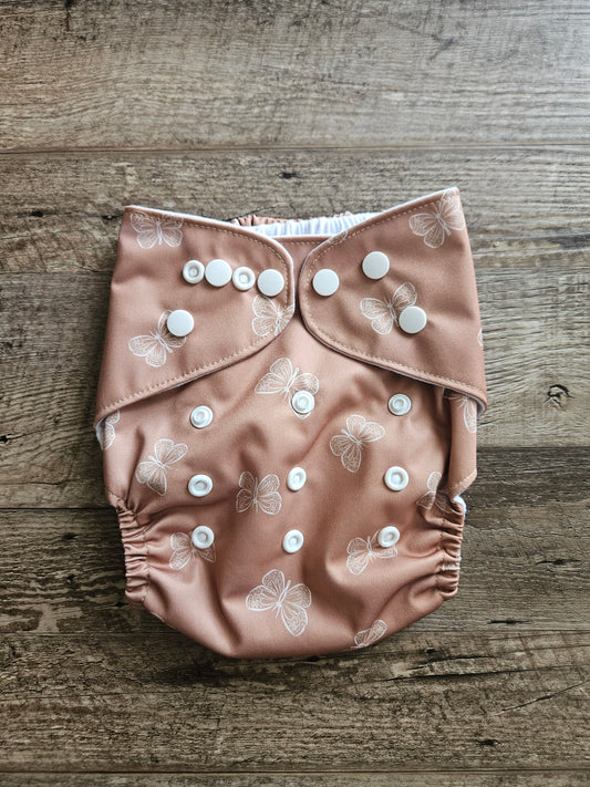 White Butterflies Pocket Diaper