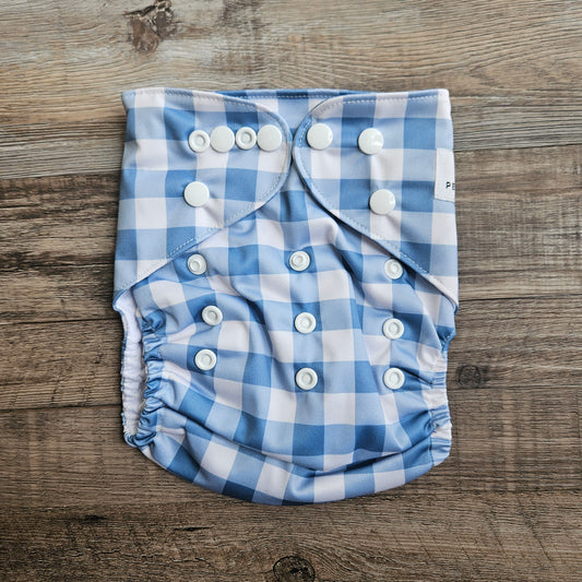 Blueberry Gingham Pocket Diaper